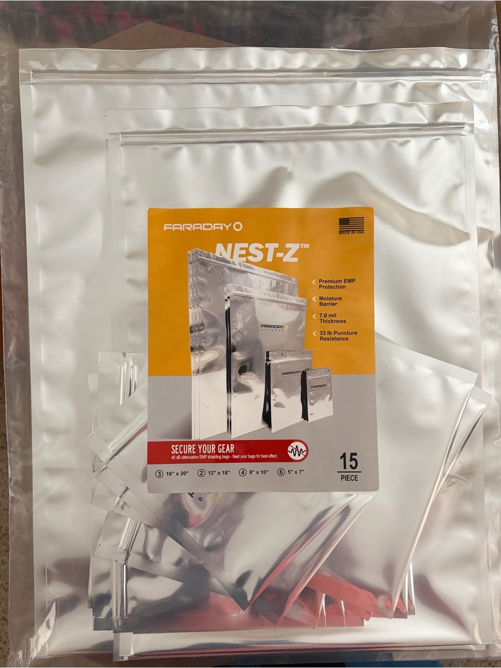 ADAY Nest-Z Silver EMP Shielding Bags - 15 Pack